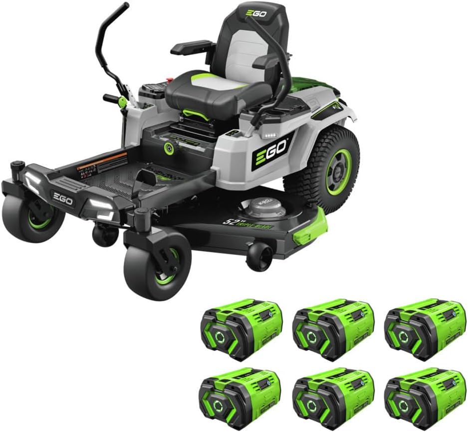 EGO Power+ Electric Zero Turn Riding Mower, 52" Deck, 6 Batteries & Charger - ZT5207L