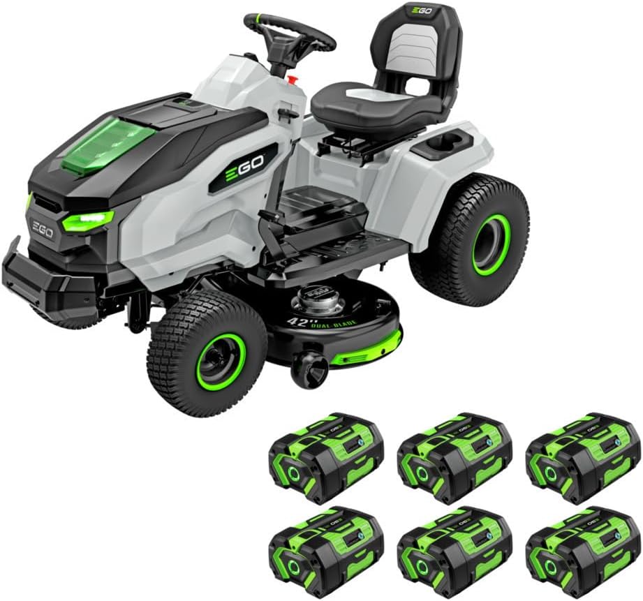 EGO Power+ Electric Riding Tractor Mower, 42" Deck, 6 Batteries & Charger - TR4204