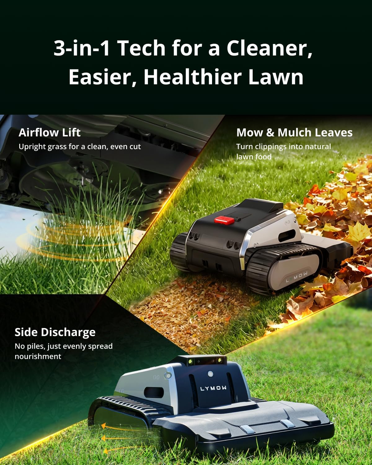 Lymow One Plus Robot Lawn Mower, Wire-Free RTK+Vision, AWD for 45° Slopes, 1.73 Acres