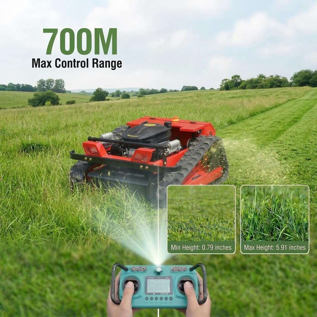 Infront Remote Control Lawn Mower, 20" Width, Track Design for Steep Slopes