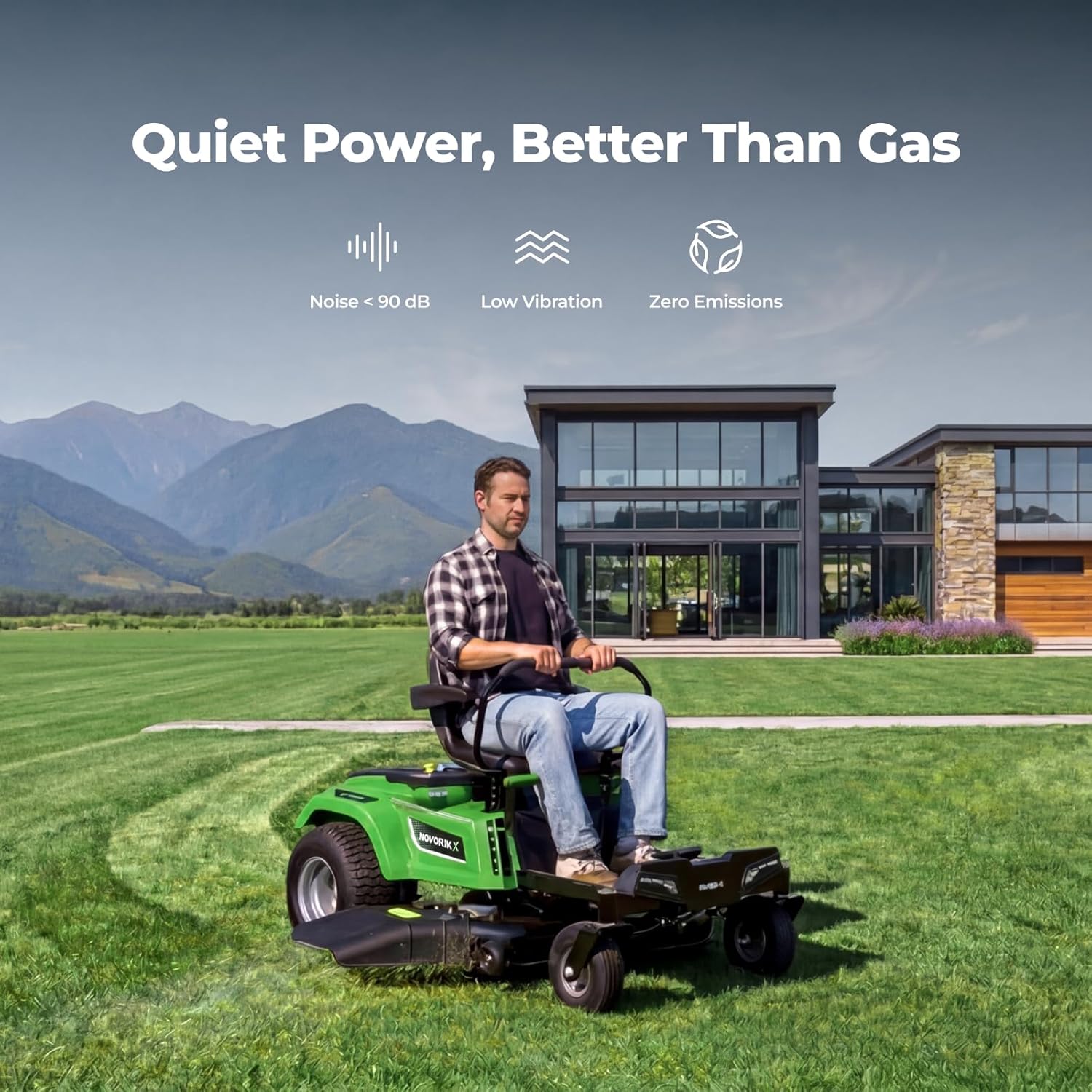 NovorikX 54V 42'' Cordless Electric Zero Turn Riding Mower with 4 Batteries
