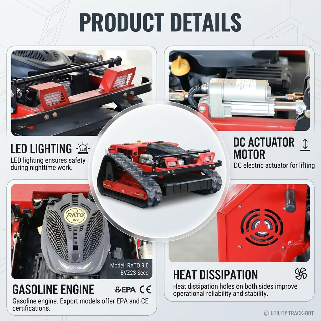 Infront Remote Control Lawn Mower, 20" Width, Track Design for Steep Slopes