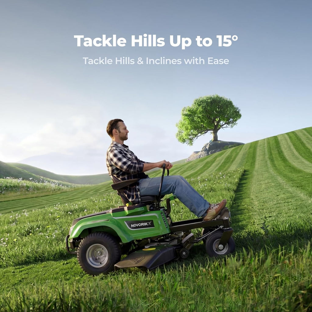 NovorikX 54V 42'' Cordless Electric Zero Turn Riding Mower with 4 Batteries
