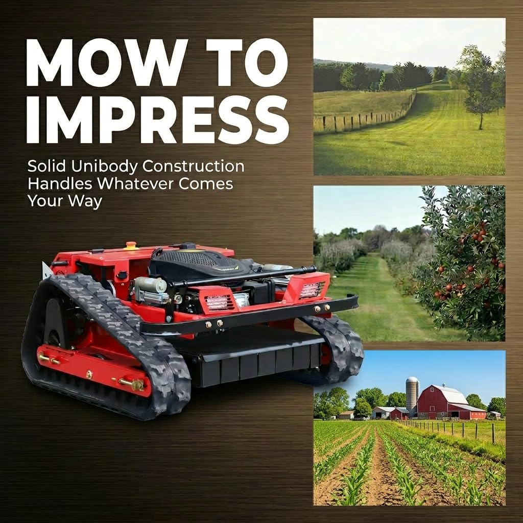 Infront Remote Control Lawn Mower, 20" Width, Track Design for Steep Slopes