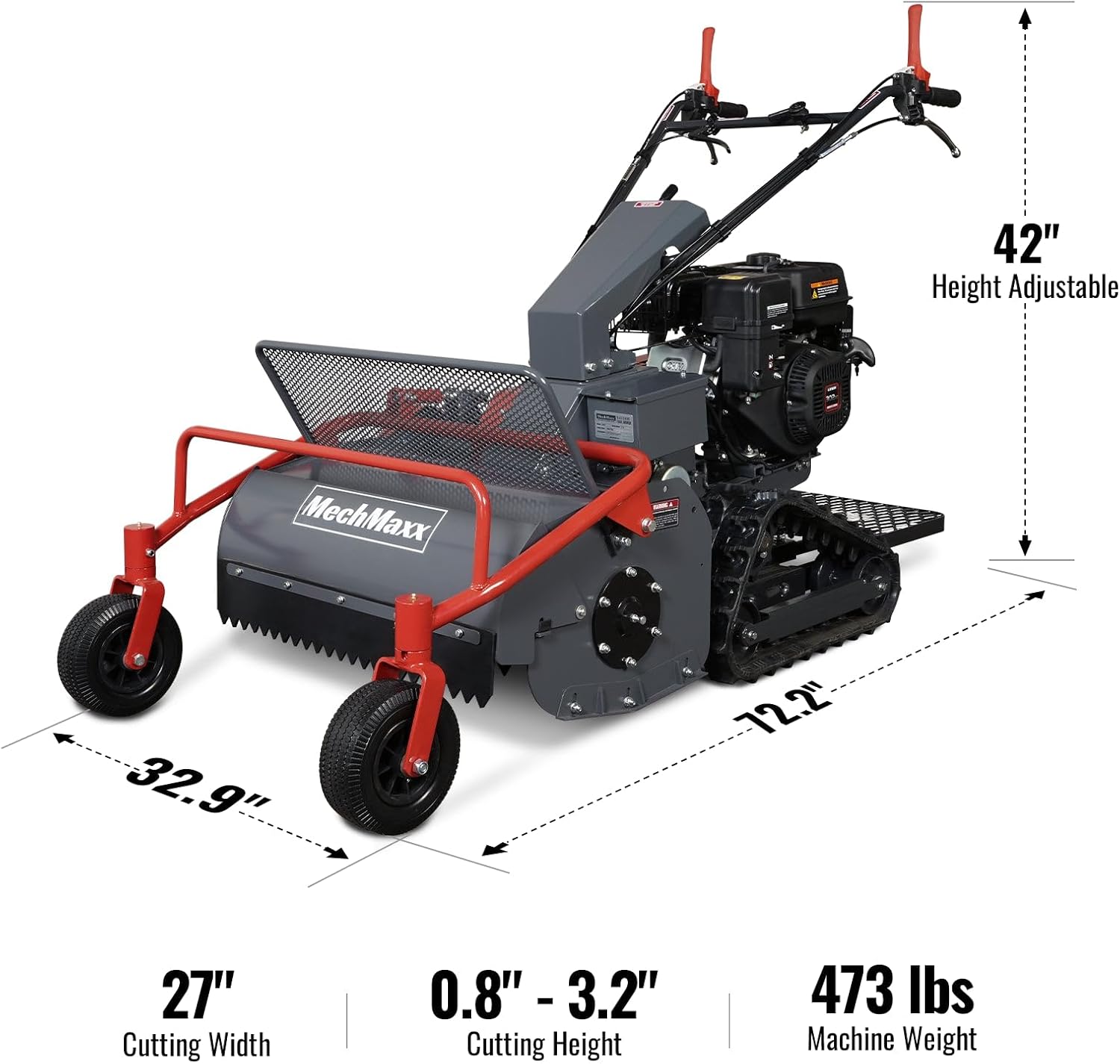 MechMaxx 27" Walk Behind Flail Mower, 10HP 302cc, Tracked, SFM27T