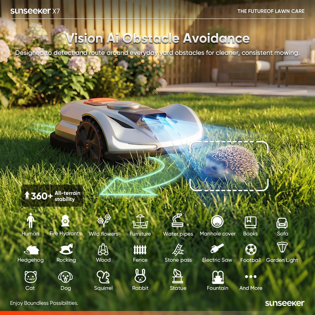 Sunseeker X7 Wireless Robot Lawn Mower with RTK & Vision AI, 0.75 Acre