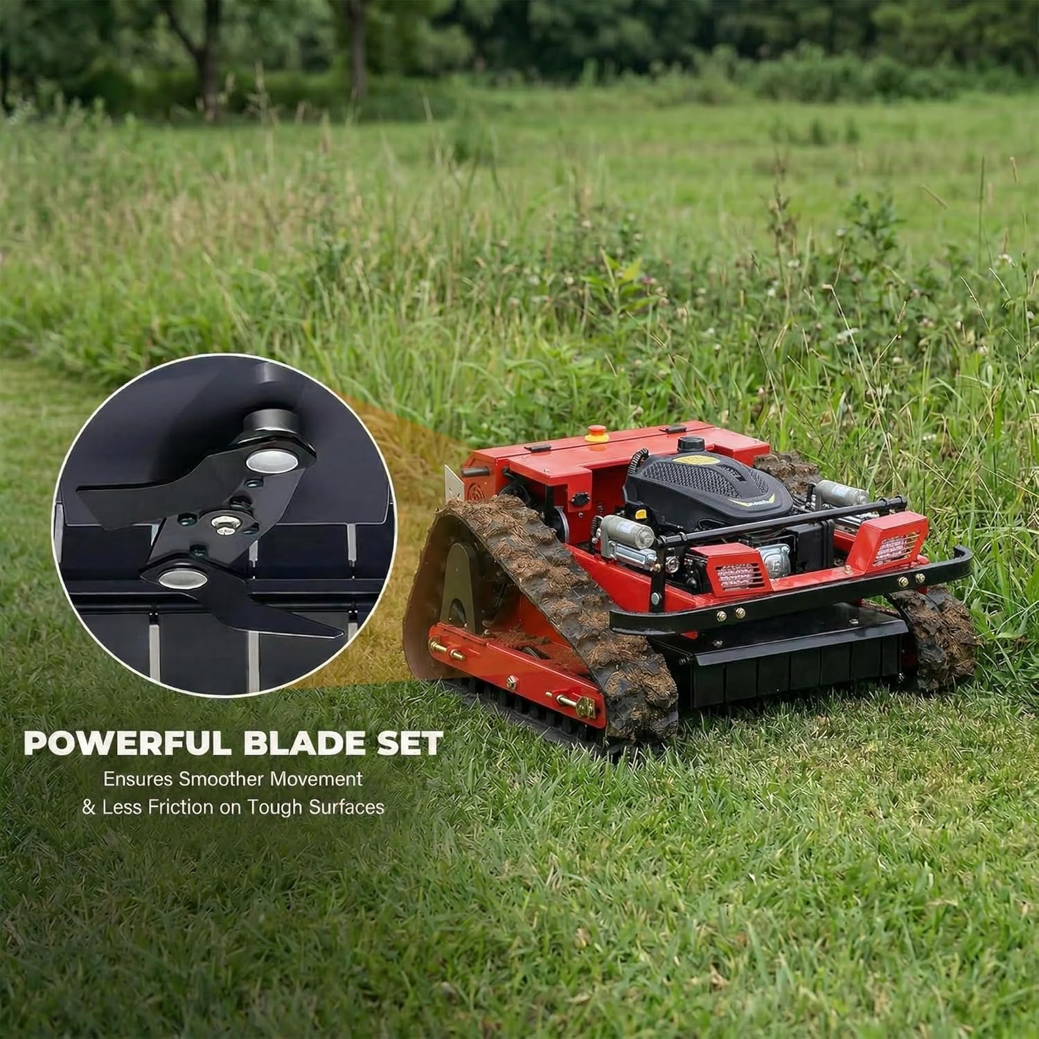 Infront Remote Control Lawn Mower, 20" Width, Track Design for Steep Slopes