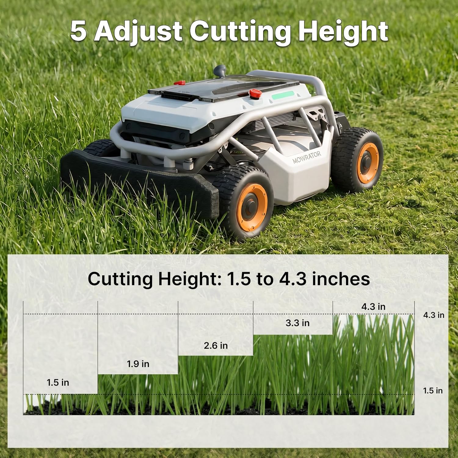 Mowrator S1 4WD Remote Control Lawn Mower, 21" Width, 0.75 Acres