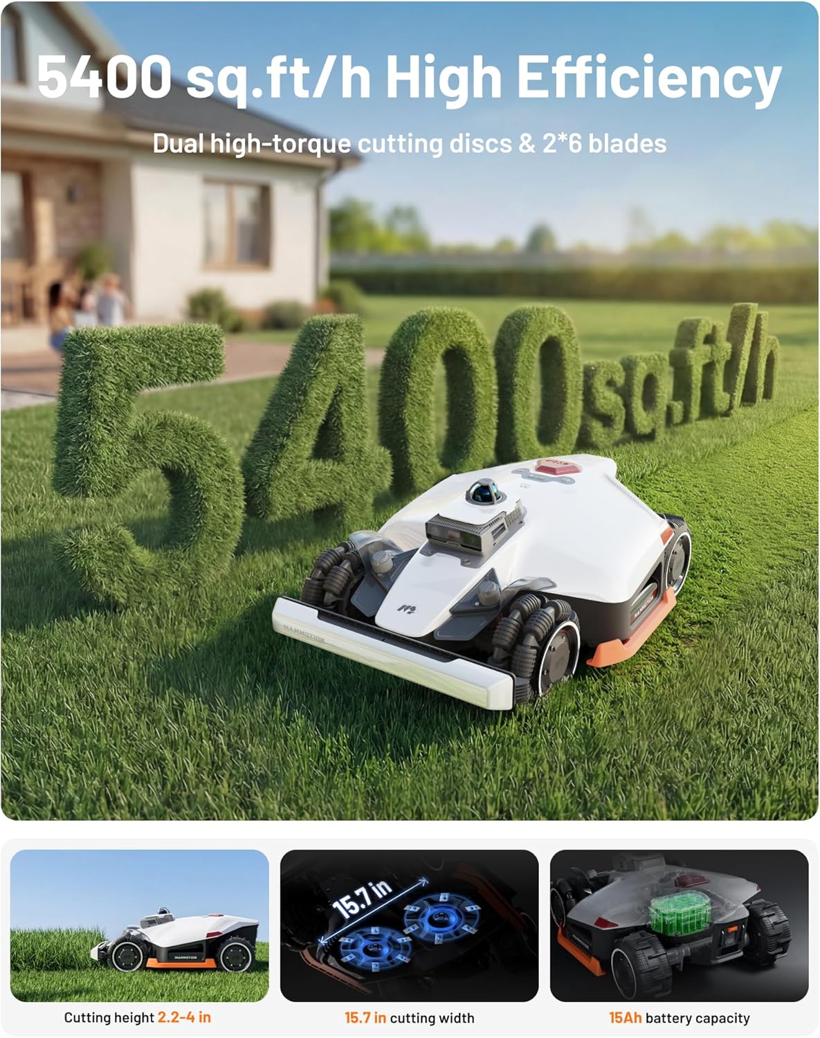 Mammotion LUBA 3 AWD 5000H Robot Lawn Mower with Garage, LiDAR & AI Vision, 1.25 Acres