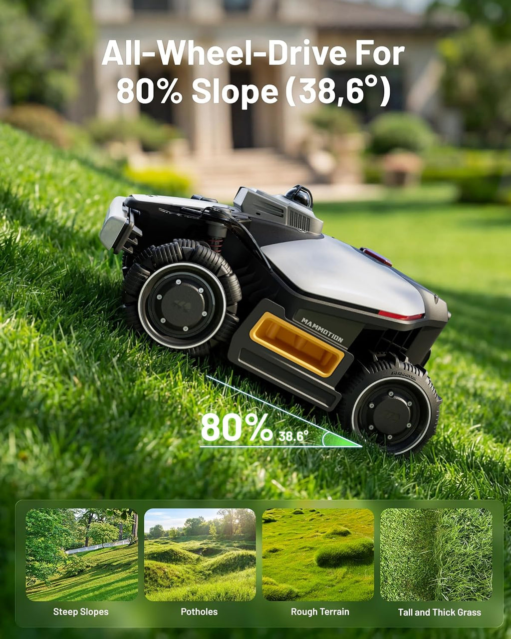 Mammotion LUBA mini 2 AWD 1500H Robot Lawn Mower, LiDAR & AI Vision, 0.37 Acre