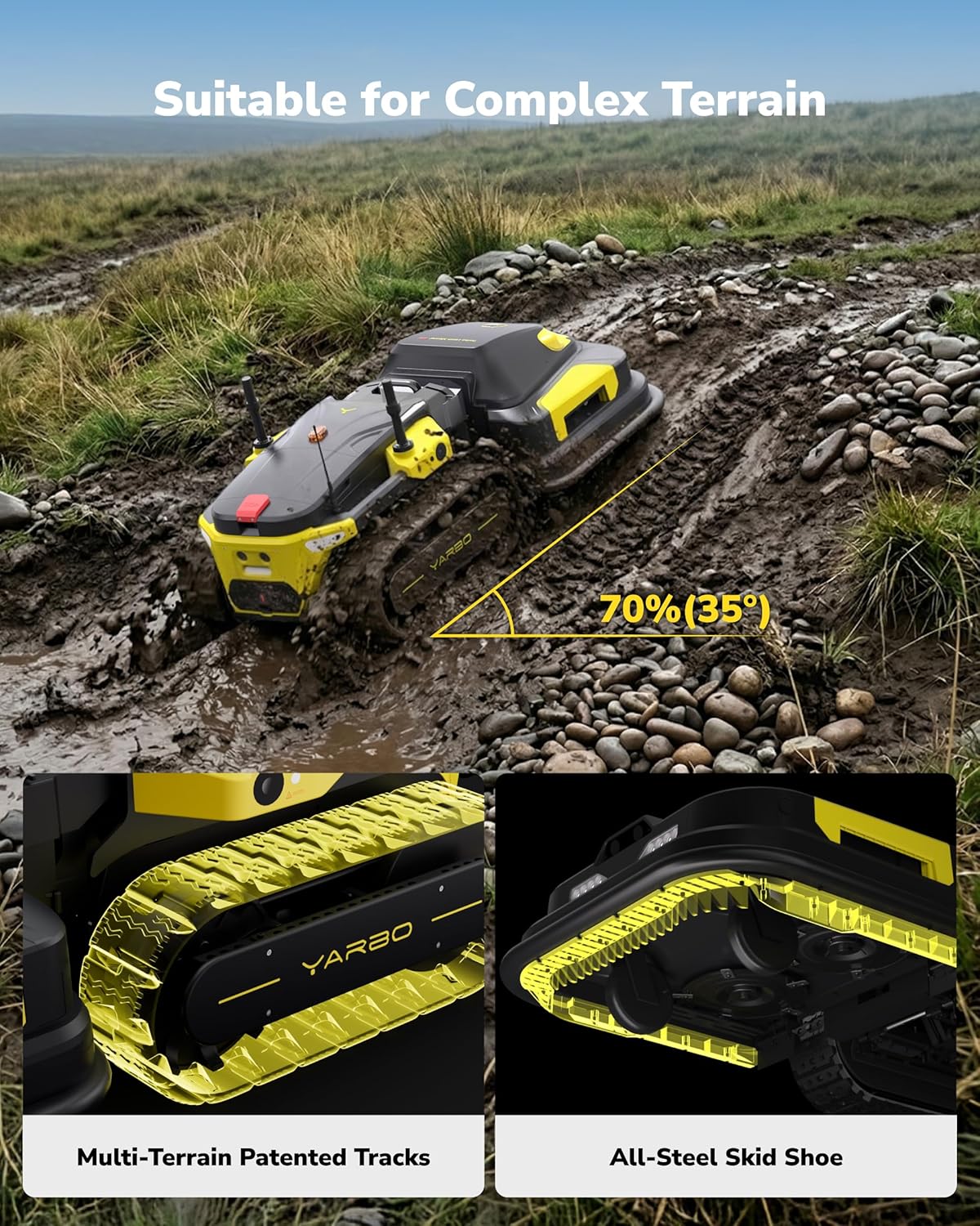 YARBO Robot Lawn Mower Pro, Wire-Free AI Vision & RTK Navigation, Up to 6 Acres