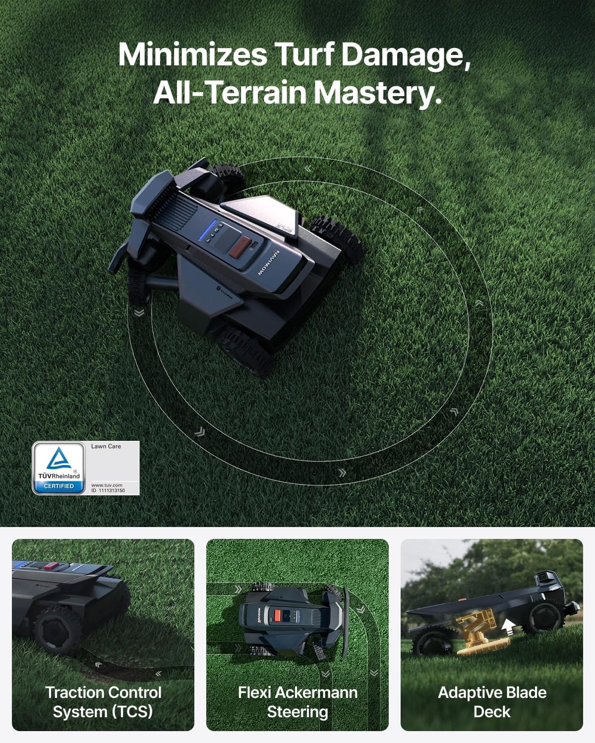 Segway Navimow X450 Wire-Free Robot Lawn Mower, 4WD for 84% Slopes, 1.5 Acres