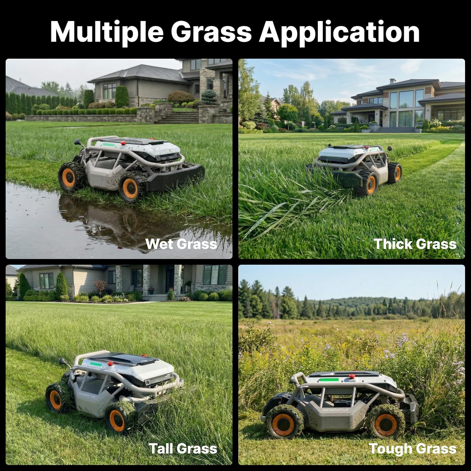 Mowrator S1 4WD Remote Control Lawn Mower with Wide Wheels, 1.12 Acres