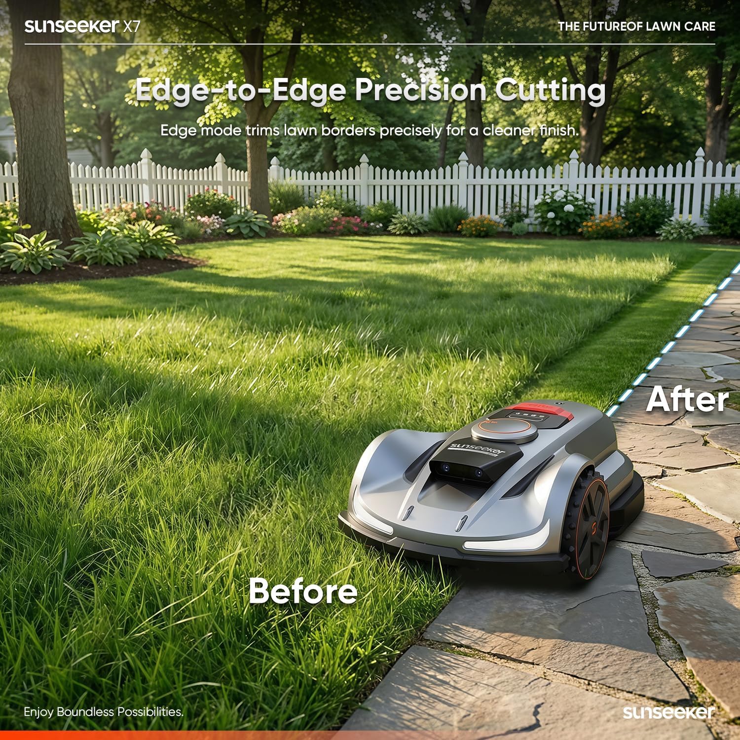 Sunseeker X7 Wireless Robot Lawn Mower with RTK & Vision AI, 0.75 Acre
