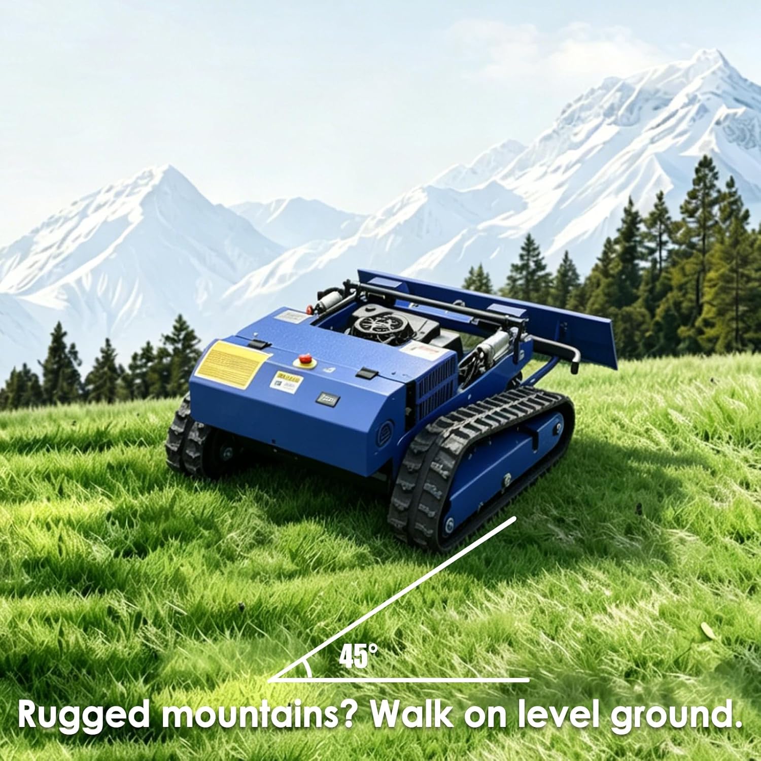 AIWEIYA Remote Control Lawn Mower, Hybrid Crawler Track Slope Mower