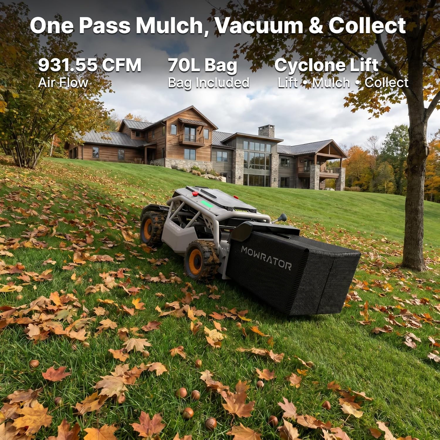 Mowrator S1 4WD Remote Control Lawn Mower with Wide Wheels, 1.12 Acres