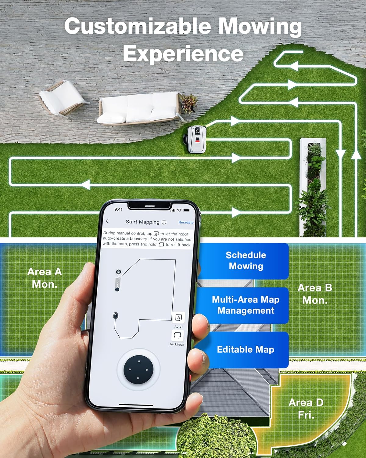 ECOVACS Goat A3000 LiDAR PRO Robotic Lawn Mower, Dual-LiDAR Navigation, 3/4 Acre