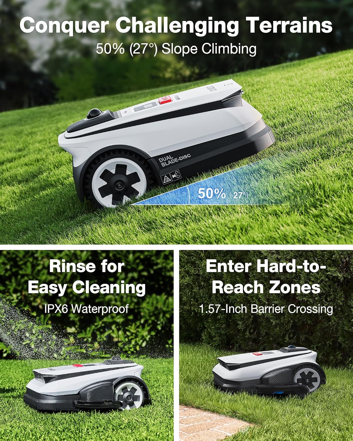 ECOVACS Goat A3000 LiDAR PRO Robotic Lawn Mower, Dual-LiDAR Navigation, 3/4 Acre